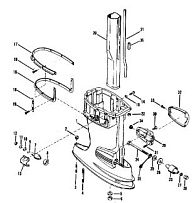 Корпус карданного вала (длинный-0C160936 & выше) (60EL NOI) (NPT) 2-Х ТАКТНОГО ПЛМ MERCURY 50EO Серийный номер от 0B122930 до 0D000749